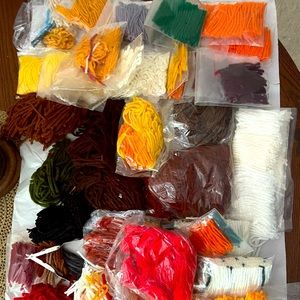 :::SOLD:::70s-80s latch key precut yarn lot multicolor acrylic carpet yarn